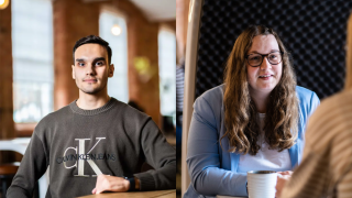 Pasha and Jess Bucklow sat separately in the Fluid Studio